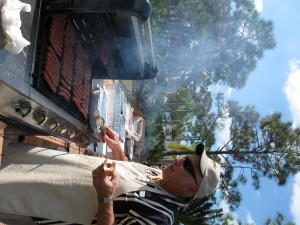 Armand estimated there were 75 hotdogs on the grill at this point.