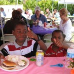 These guys give the food two thumbs up!